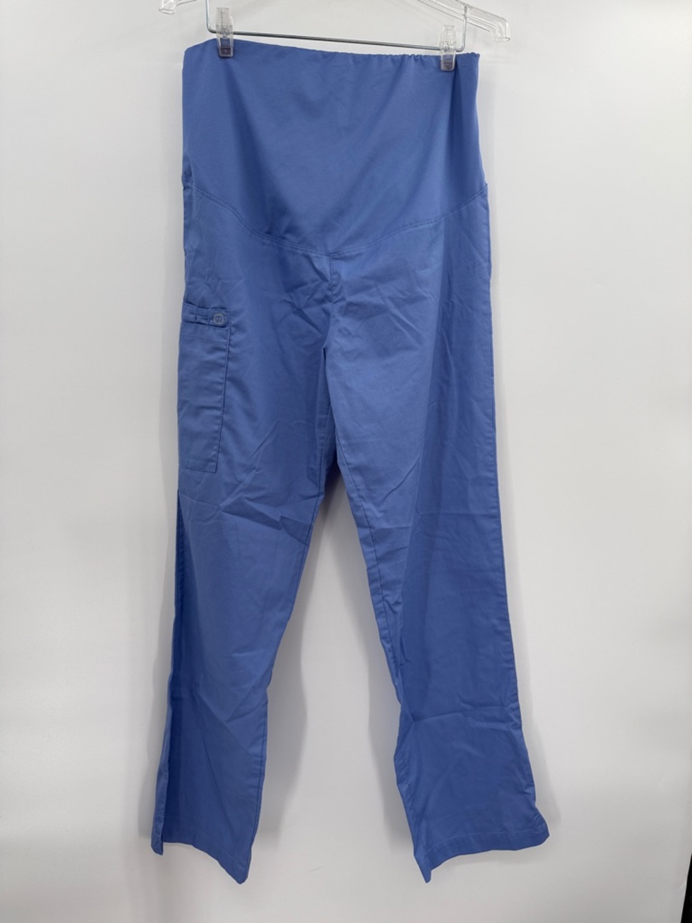 WonderWink Wonderwork Maternity Ciel Blue Size M Cargo Scrub Classic Fit